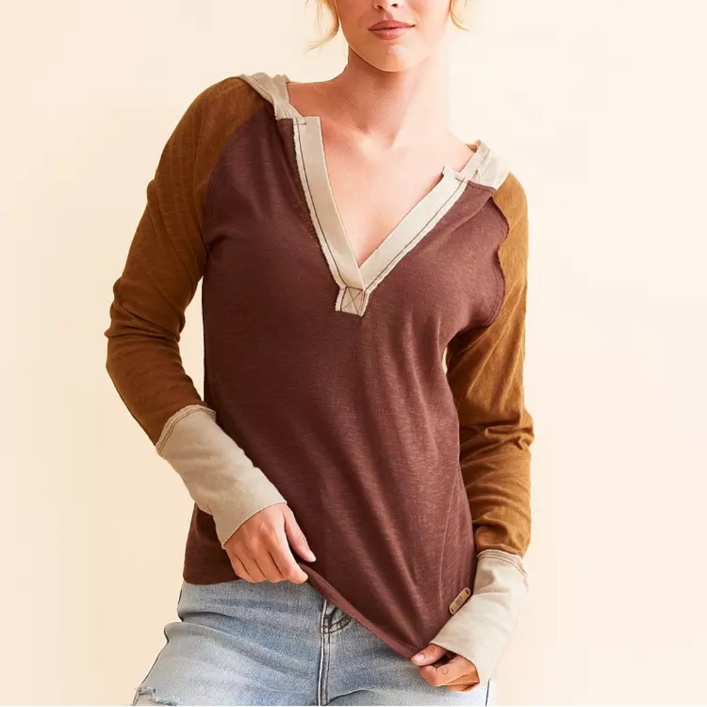 BKE Women's Color Block Hooded Top